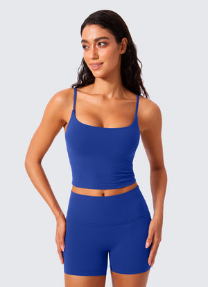 Crop Top Sports Bra - Cropped Tank, Built-in Support
