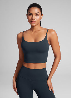 Crop Top Sports Bra - Cropped Tank, Built-in Support