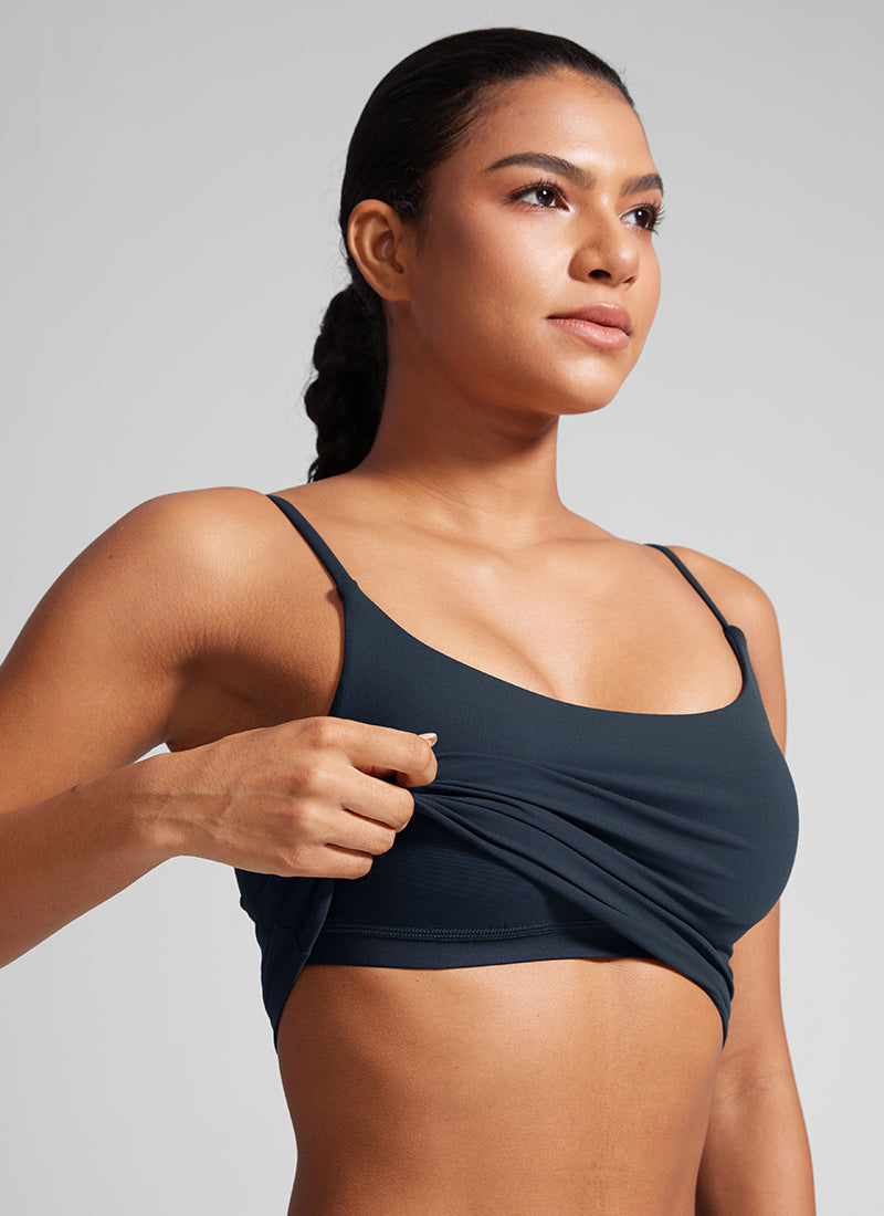 Crop Top Sports Bra - Cropped Tank, Built-in Support