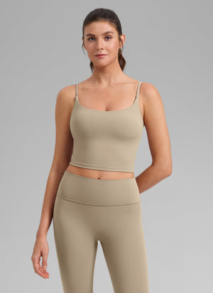 Crop Top Sports Bra - Cropped Tank, Built-in Support