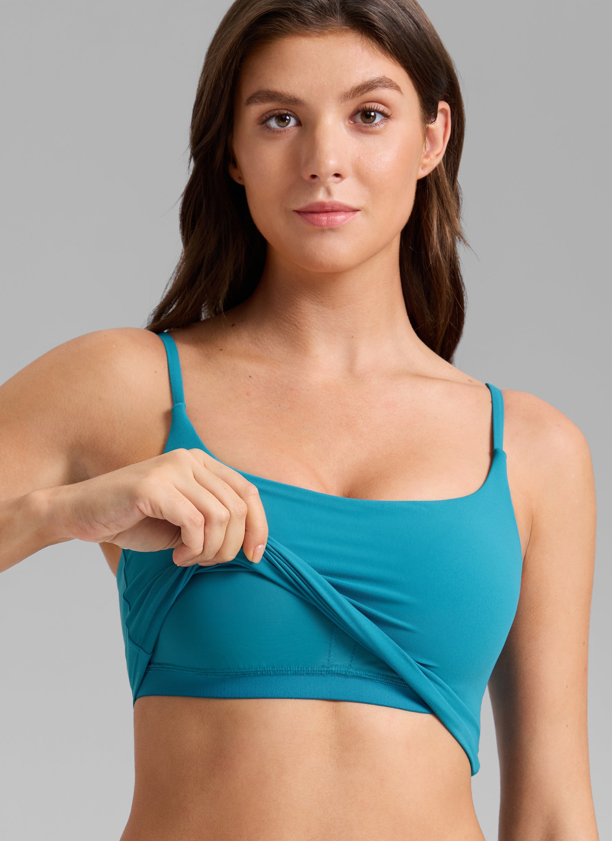 Crop Top Sports Bra - Cropped Tank, Built-in Support