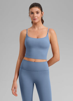 Crop Top Sports Bra - Cropped Tank, Built-in Support