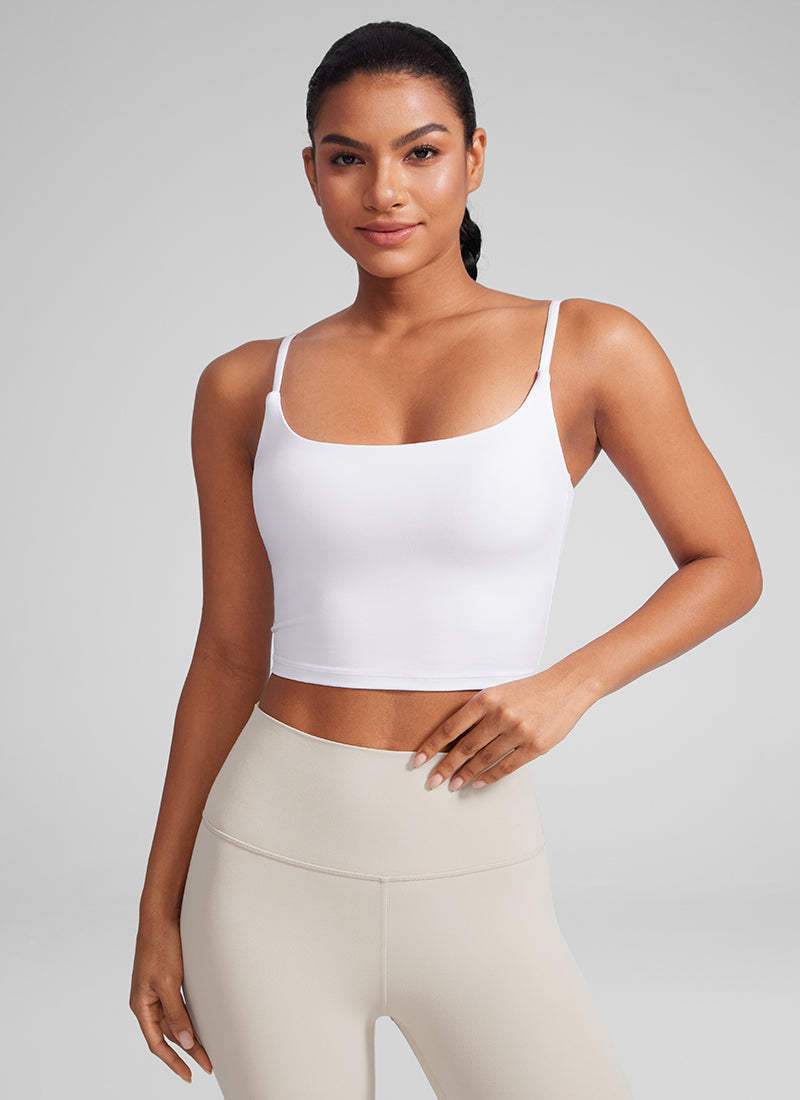 Crop Top Sports Bra - Cropped Tank, Built-in Support