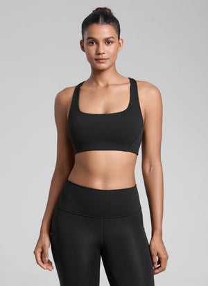 Square Neck Sports Bra - Double Lined, Wide Strap