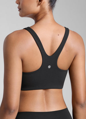 Square Neck Sports Bra - Double Lined, Wide Strap