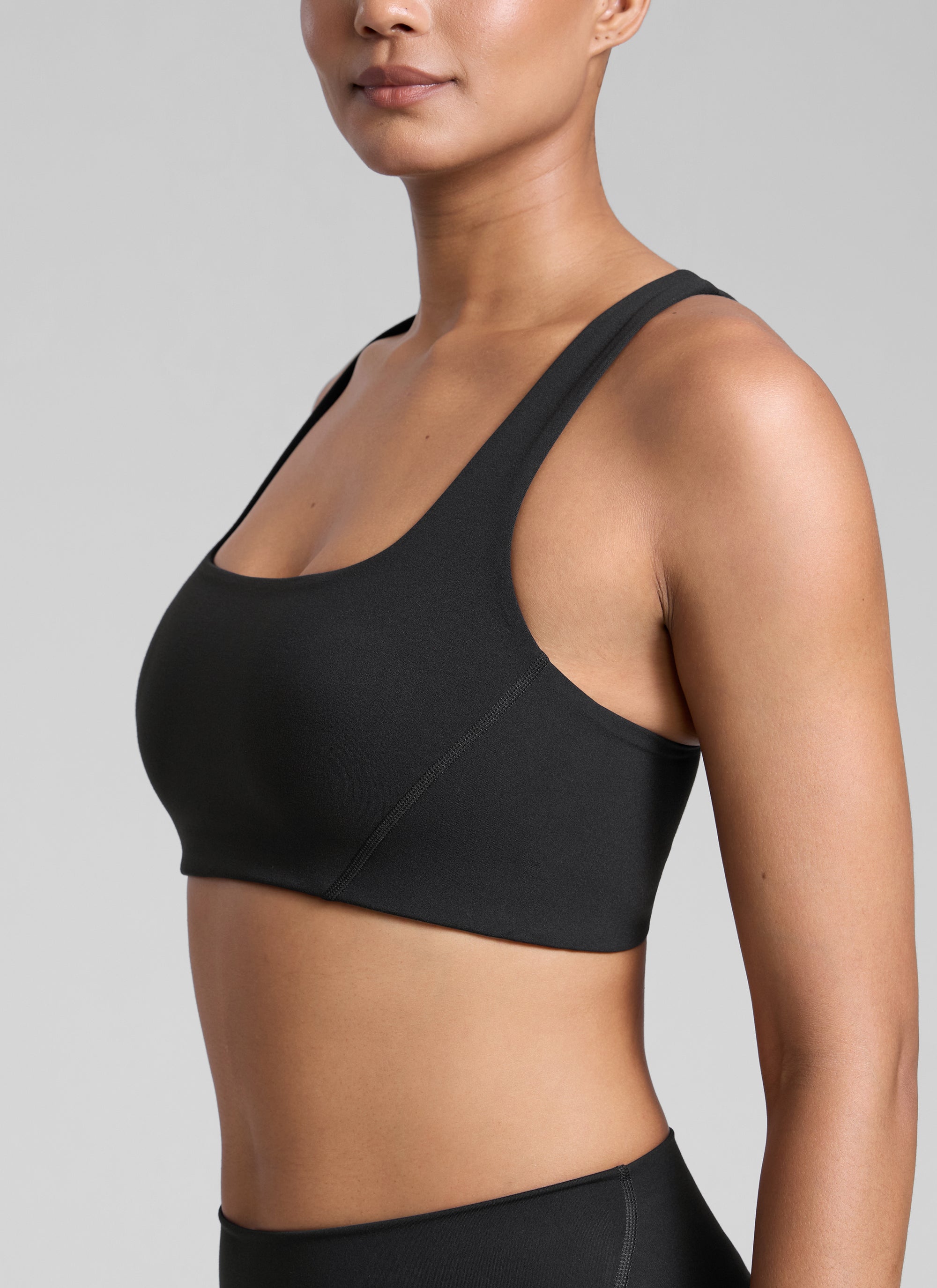 Square Neck Sports Bra - Double Lined, Wide Strap