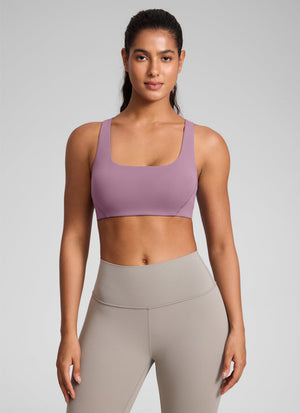 Square Neck Sports Bra - Double Lined, Wide Strap