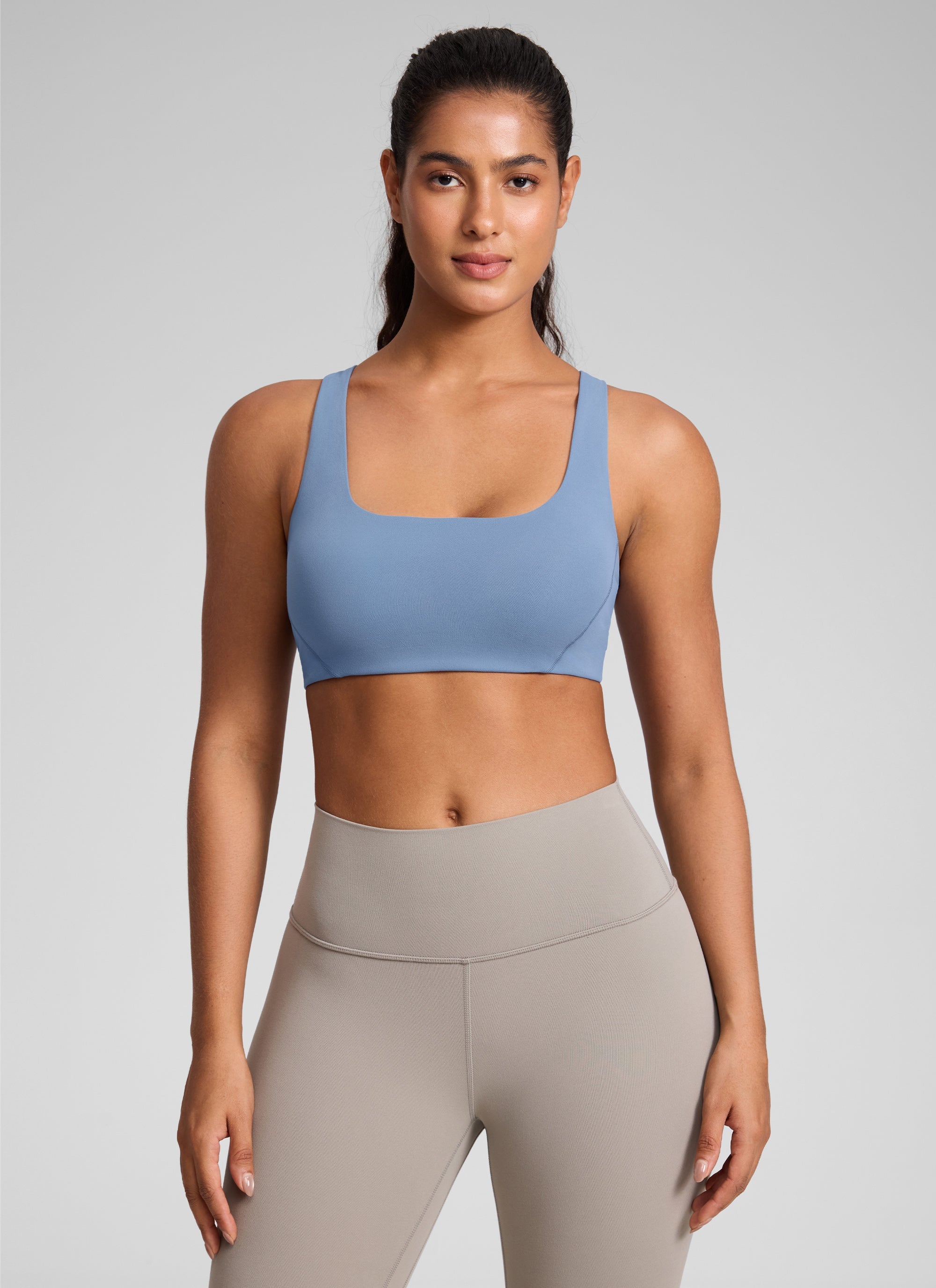 Square Neck Sports Bra - Double Lined, Wide Strap