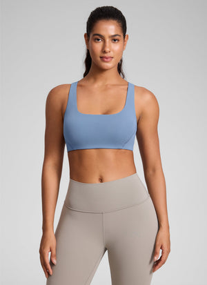 Square Neck Sports Bra - Double Lined, Wide Strap