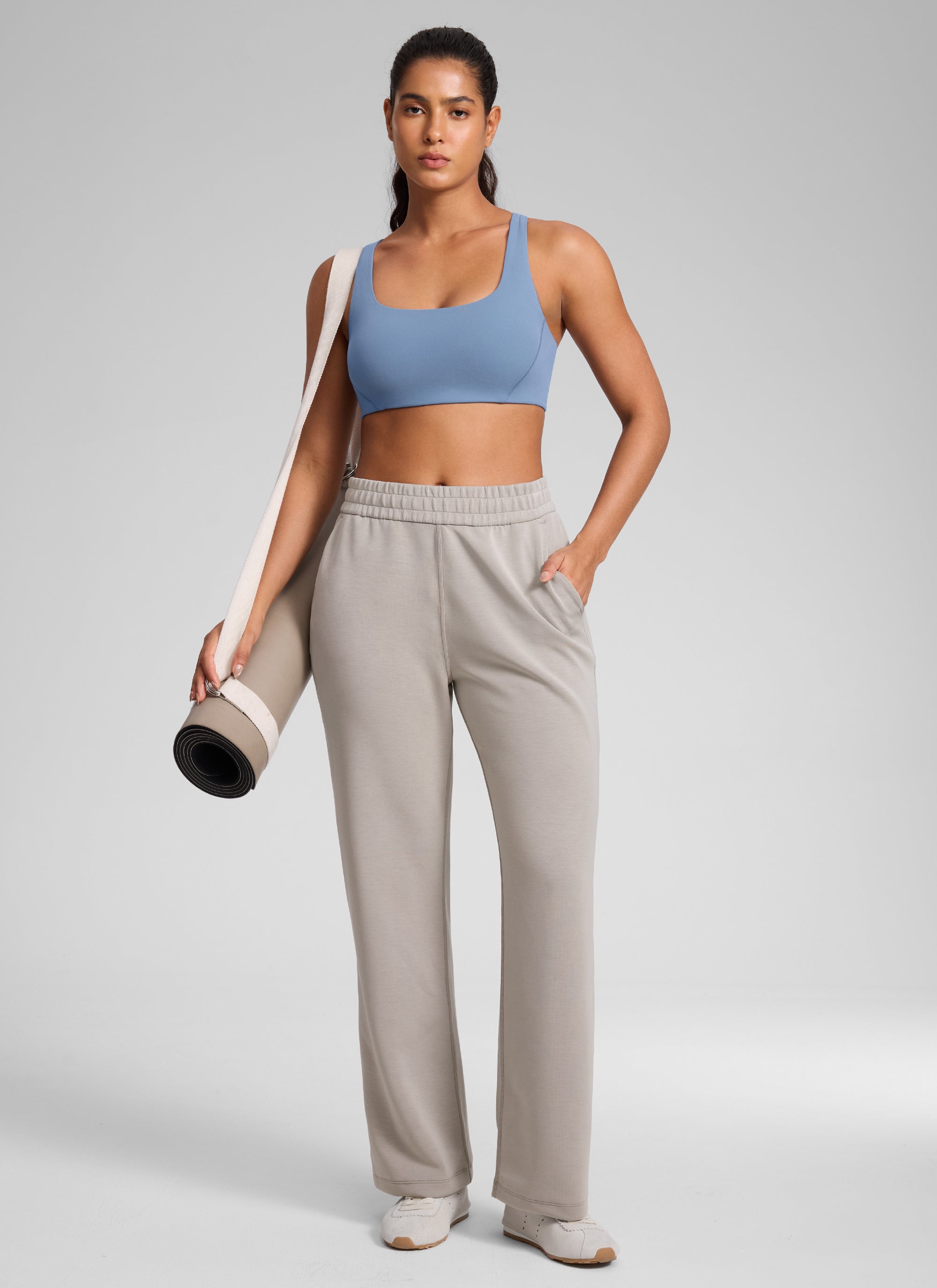 Square Neck Sports Bra - Double Lined, Wide Strap