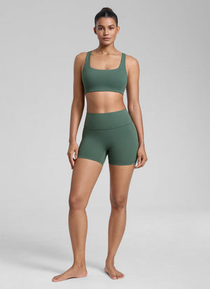 Square Neck Sports Bra - Double Lined, Wide Strap