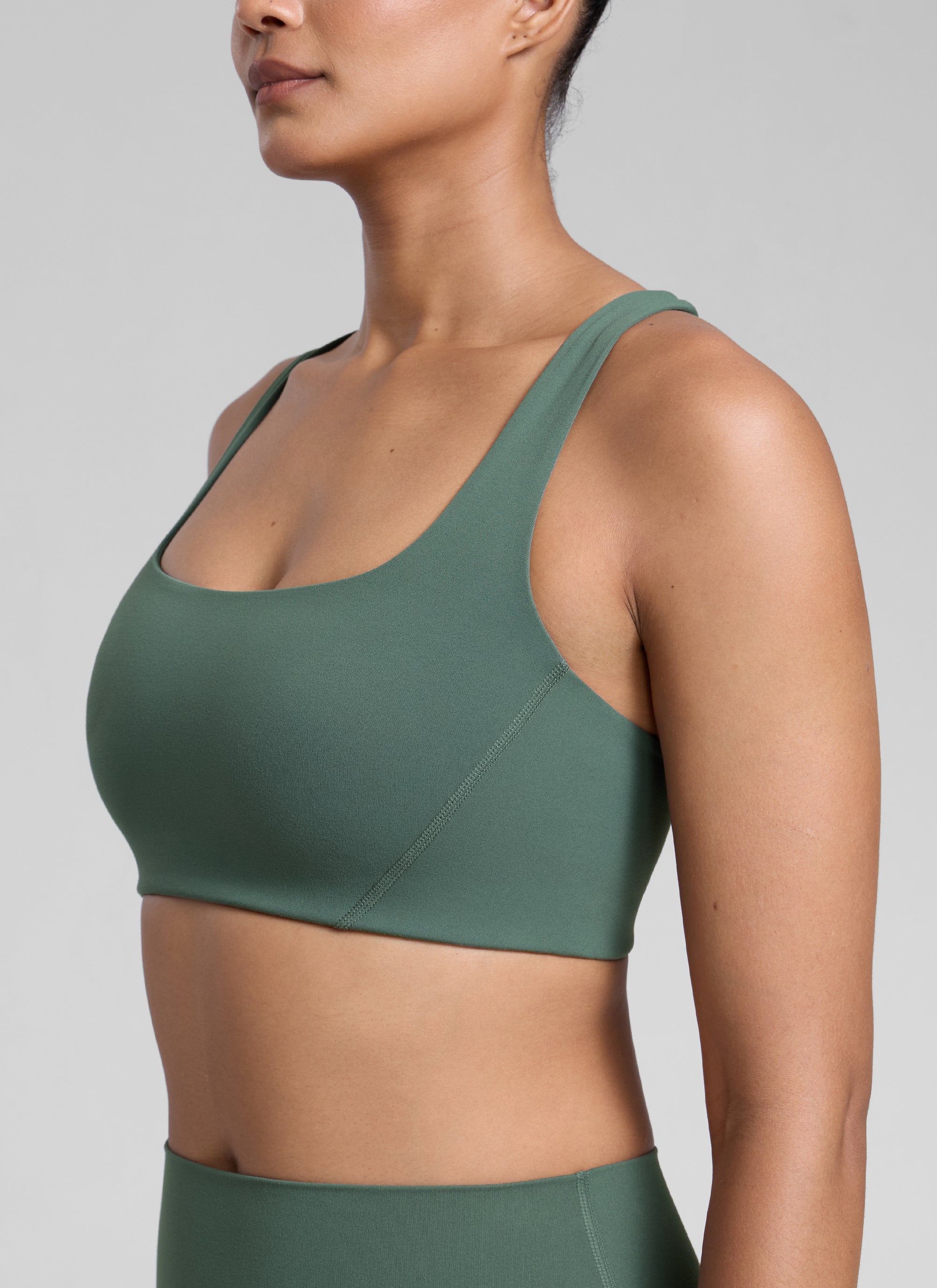 Square Neck Sports Bra - Double Lined, Wide Strap