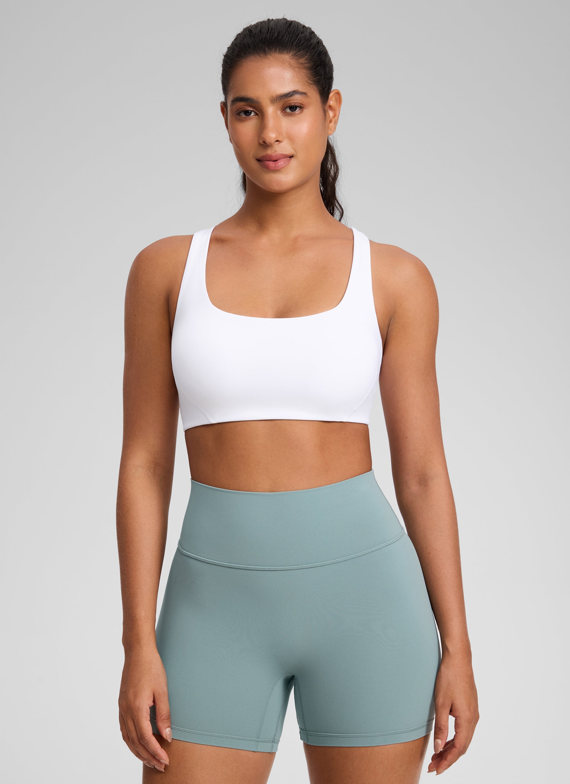 Square Neck Sports Bra - Double Lined, Wide Strap