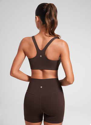 Square Neck Sports Bra - Double Lined, Wide Strap