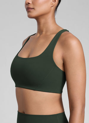 Square Neck Sports Bra - Double Lined, Wide Strap