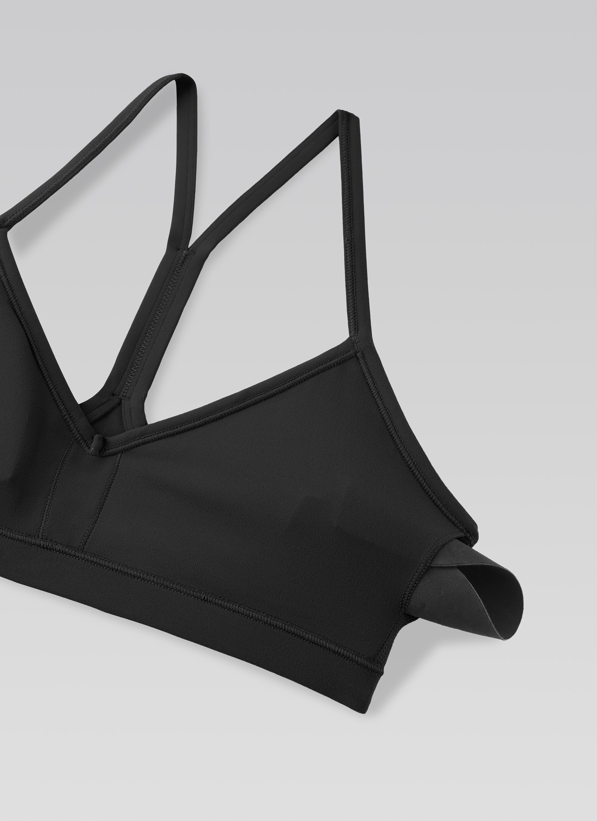 Ruched V Neck Sports Bra - Ruched Front, V Neckline