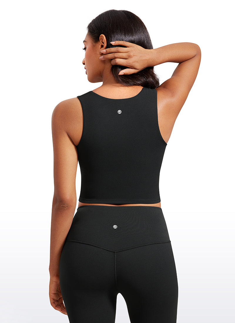 Longline Sports Bra Crop Top - Built-in Bra, Extended Hem