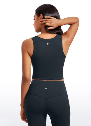 Longline Sports Bra Crop Top - Built-in Bra, Extended Hem