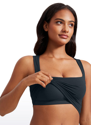 Longline Sports Bra Crop Top - Built-in Bra, Extended Hem