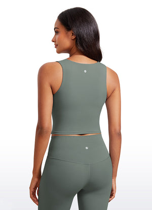 Longline Sports Bra Crop Top - Built-in Bra, Extended Hem