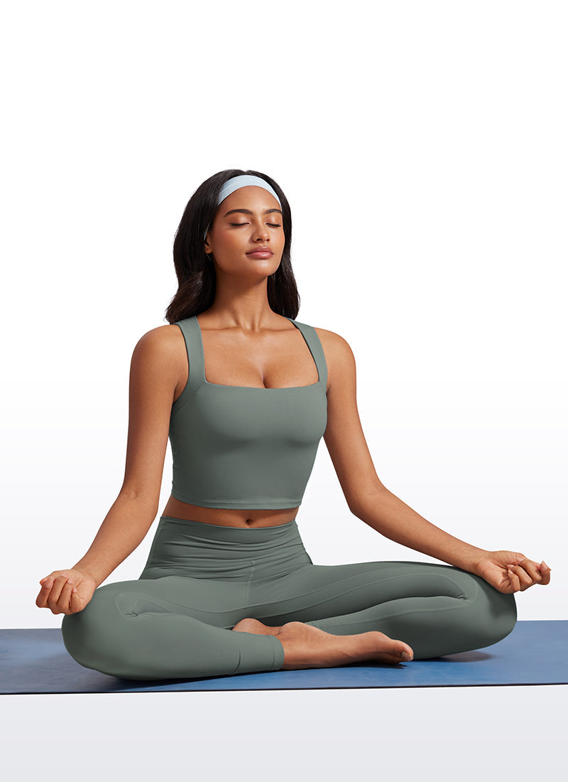 Longline Sports Bra Crop Top - Built-in Bra, Extended Hem