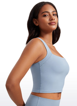 Longline Sports Bra Crop Top - Built-in Bra, Extended Hem