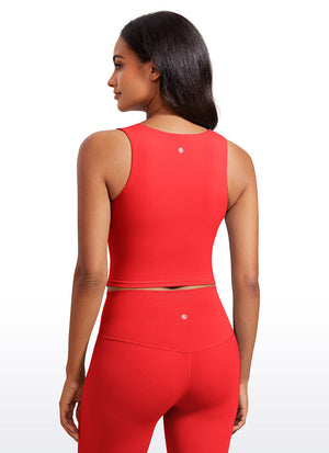 Longline Sports Bra Crop Top - Built-in Bra, Extended Hem