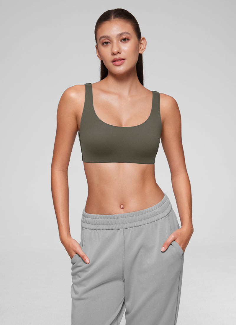 U Back Bralette - U Back, Double Lined - Olive