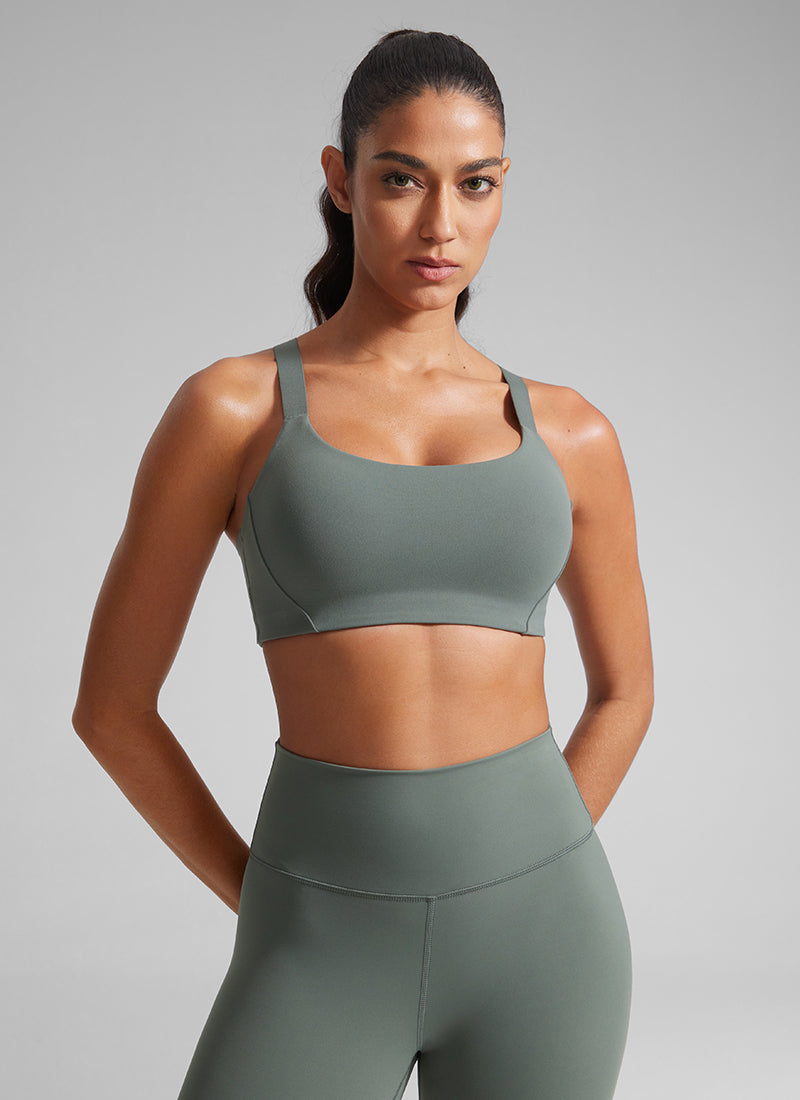 Padded Sports Bra - Adjustable Straps, Removable Padding
