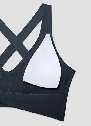 Ruched V Neck Longline Bra - Ruched Detail, V Neck, Longline
