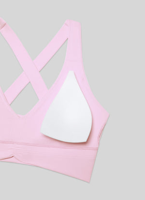Ruched V Neck Longline Bra - Ruched Detail, V Neck, Longline