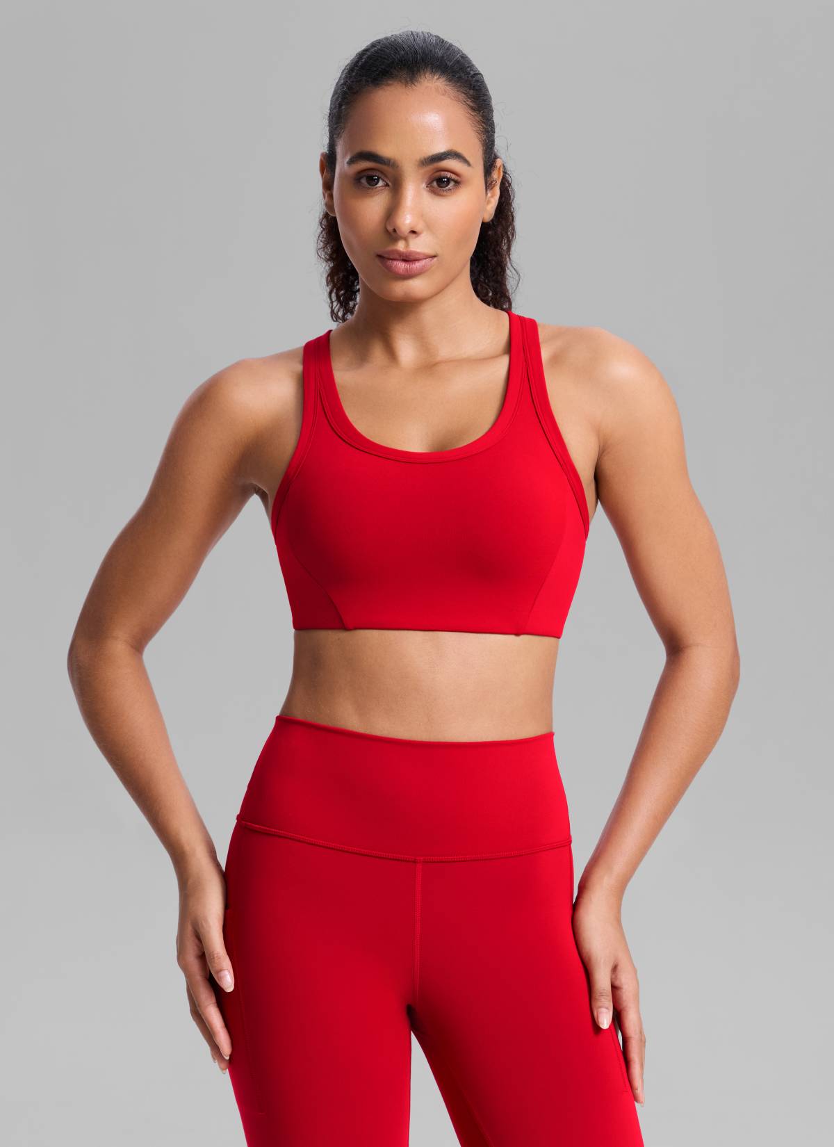 Running Sports Bra - U Neck, Racerback, Breathable - Chilli Red