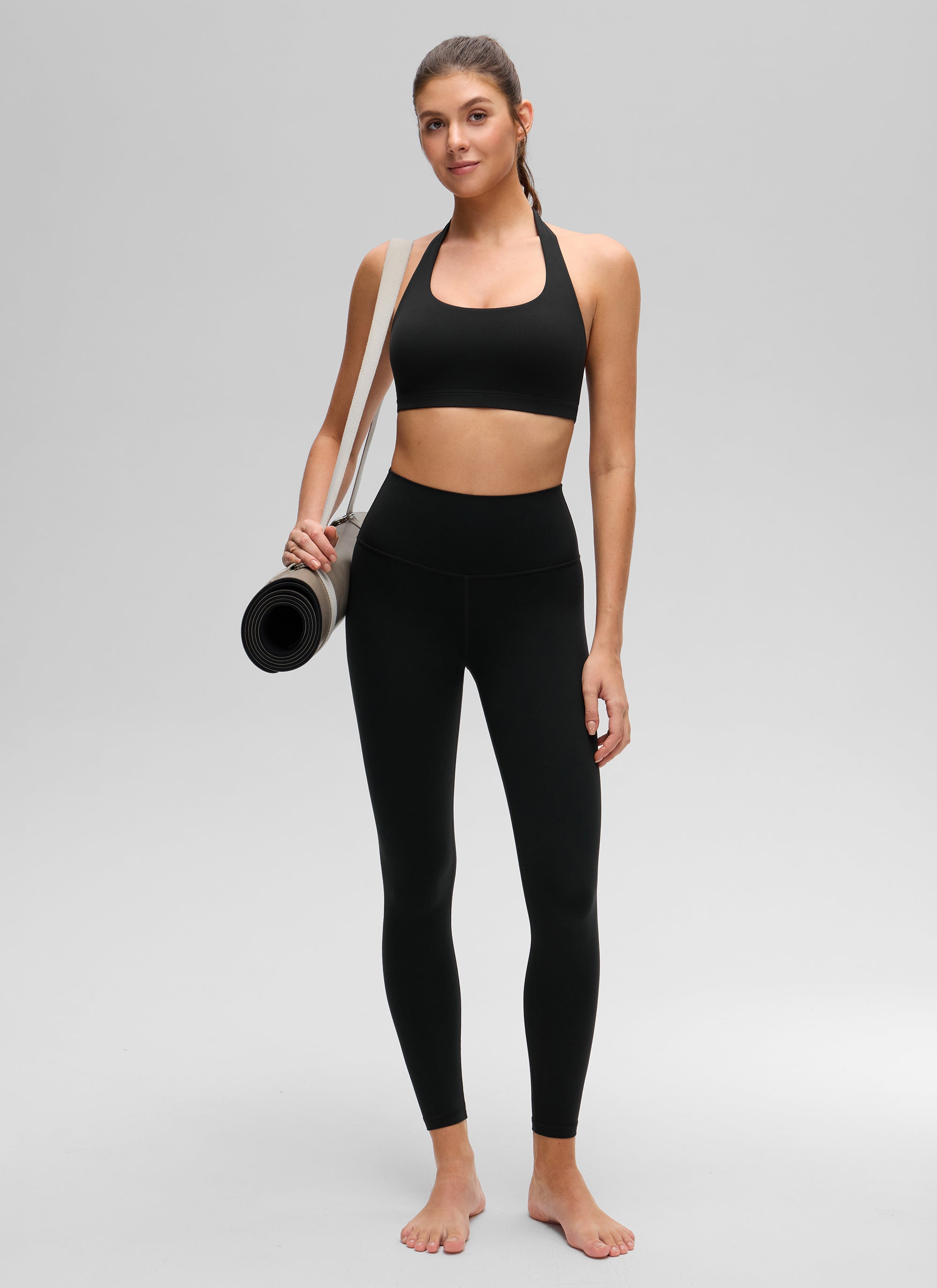 Open Back Sports Bra - Scoop Neck, Cut-out Back
