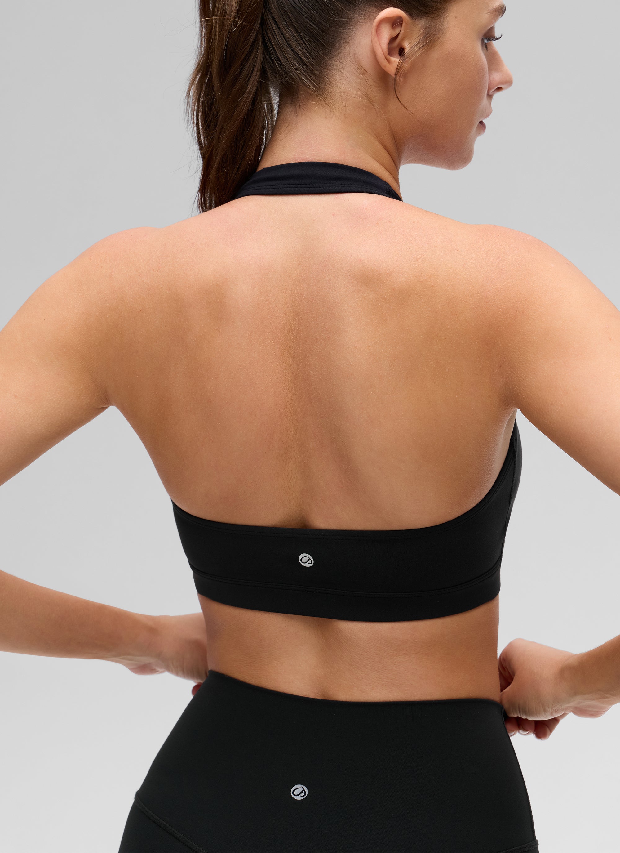 Open Back Sports Bra - Scoop Neck, Cut-out Back