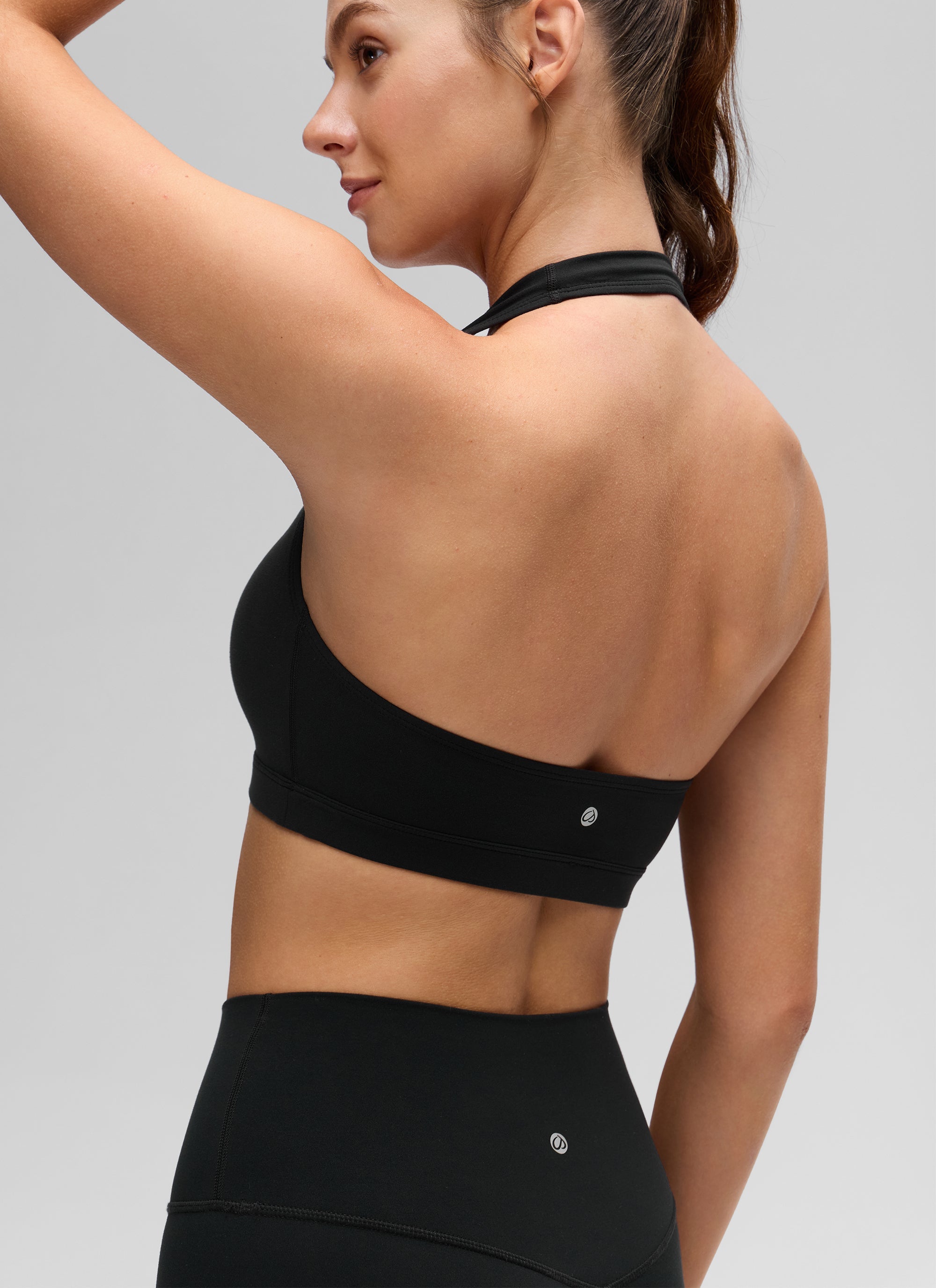 Open Back Sports Bra - Scoop Neck, Cut-out Back