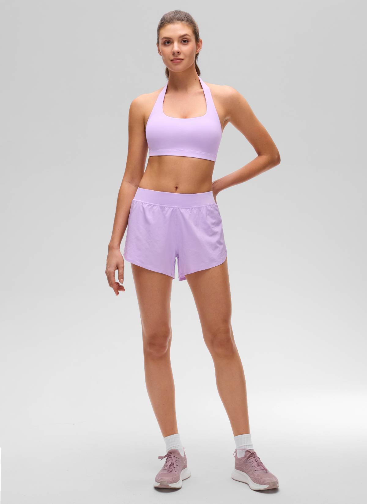 Open Back Sports Bra - Scoop Neck, Cut-out Back