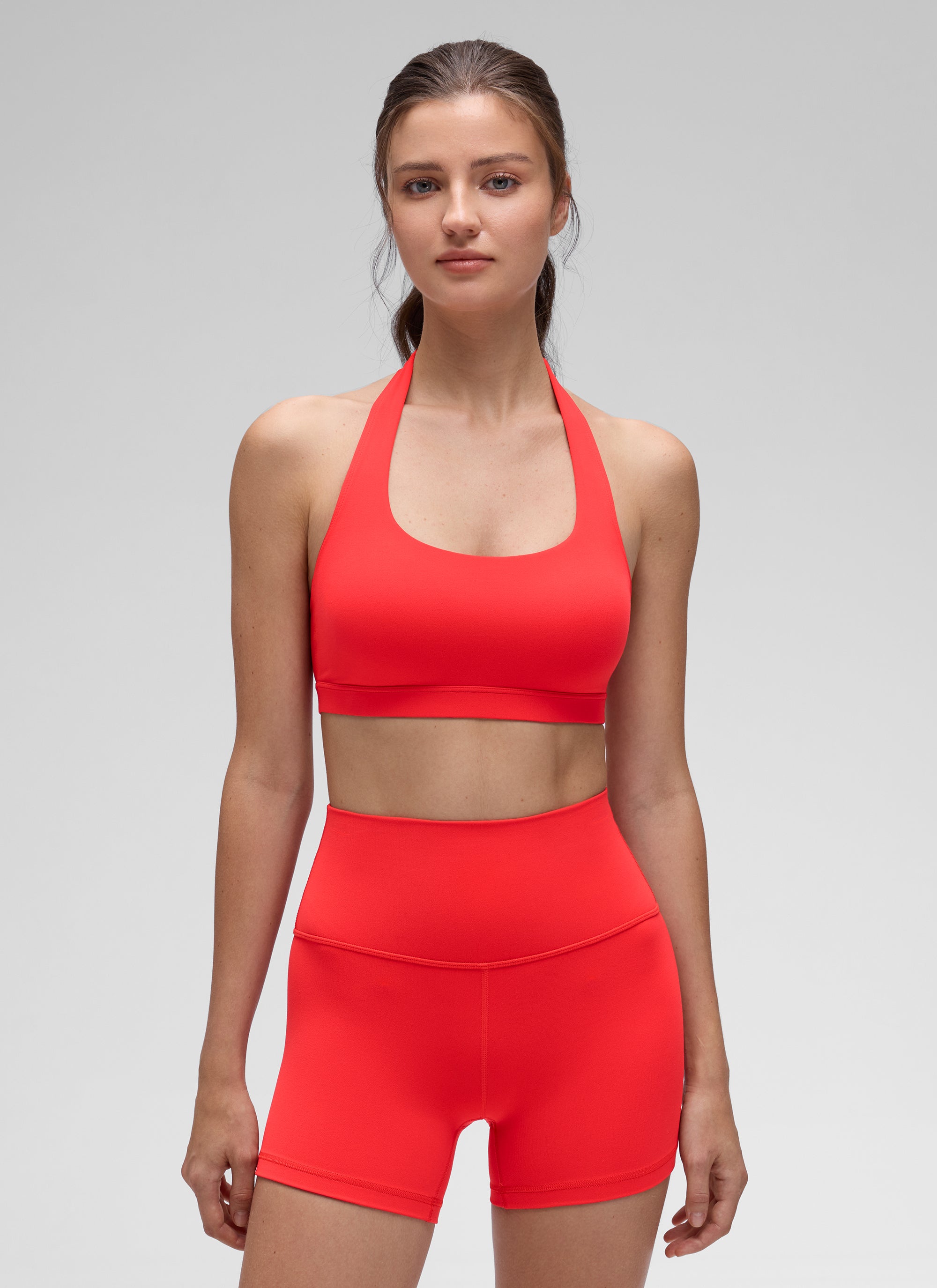 Open Back Sports Bra - Scoop Neck, Cut-out Back