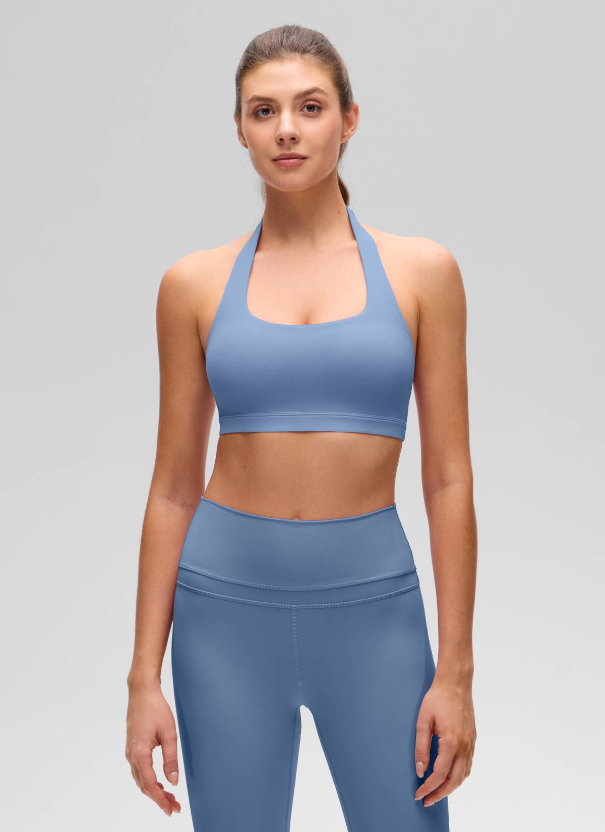 Open Back Sports Bra - Scoop Neck, Cut-out Back