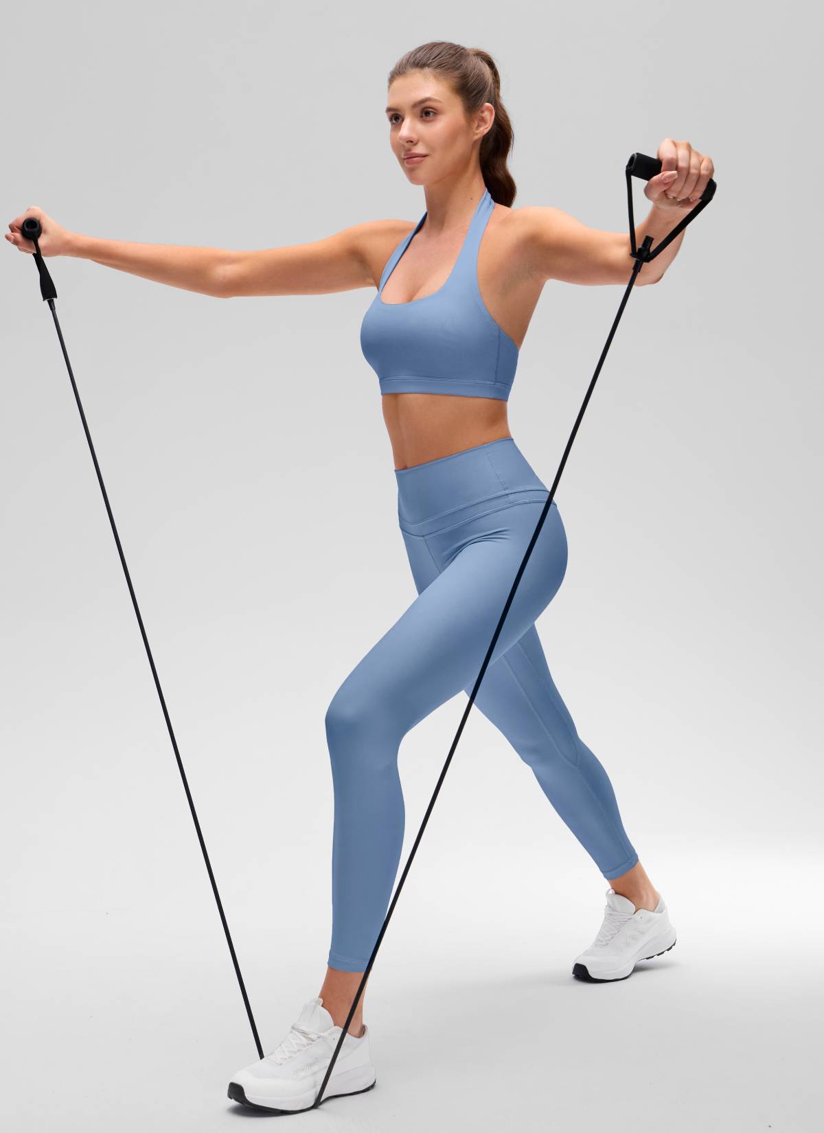 Open Back Sports Bra - Scoop Neck, Cut-out Back