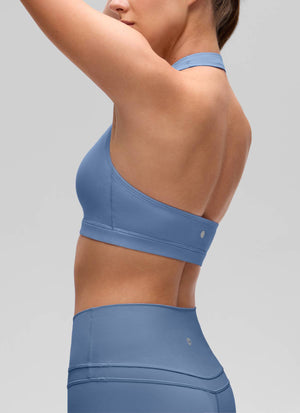 Open Back Sports Bra - Scoop Neck, Cut-out Back