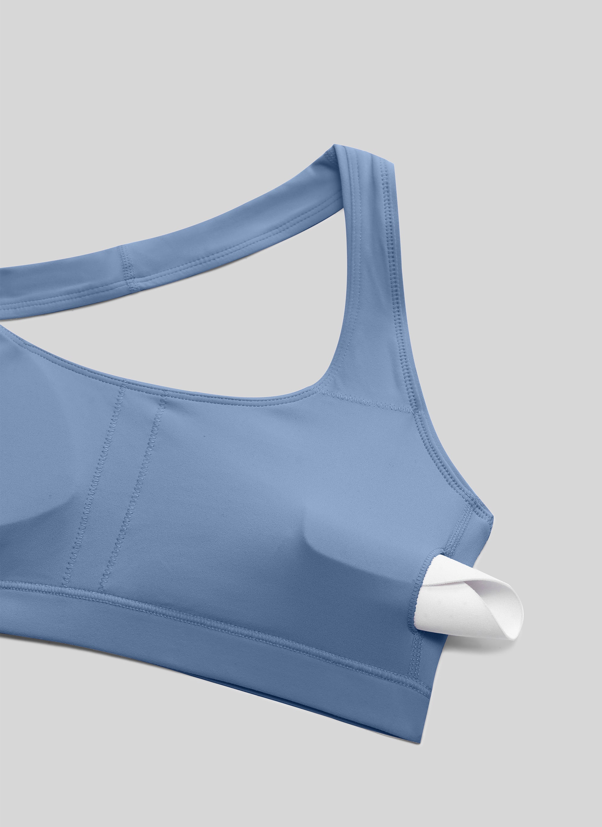 Open Back Sports Bra - Scoop Neck, Cut-out Back
