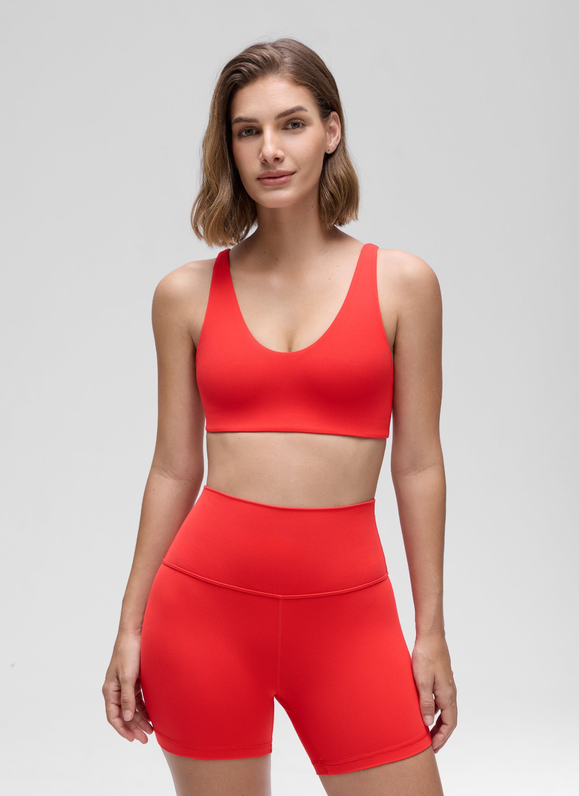 Scoop Neck Double Lined Bra - Scoop Neck, Double Layer - Burgundy