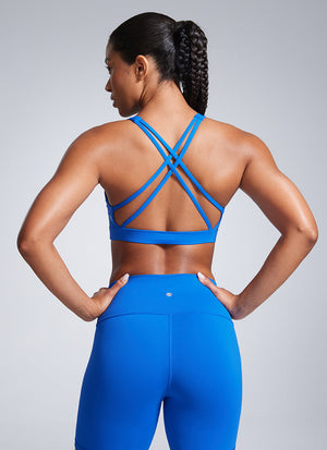 Criss Cross Back Sports Bra - Breathable Fabric, Secure Fit
