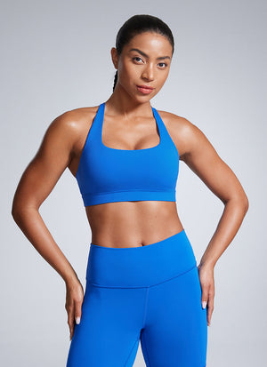 Criss Cross Back Sports Bra - Breathable Fabric, Secure Fit