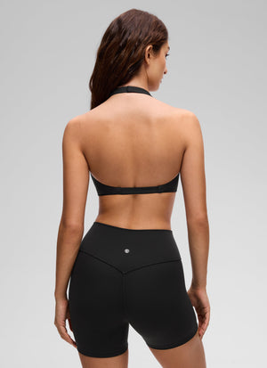 Halter Neck Sports Bra - Twist Front, Double Lined