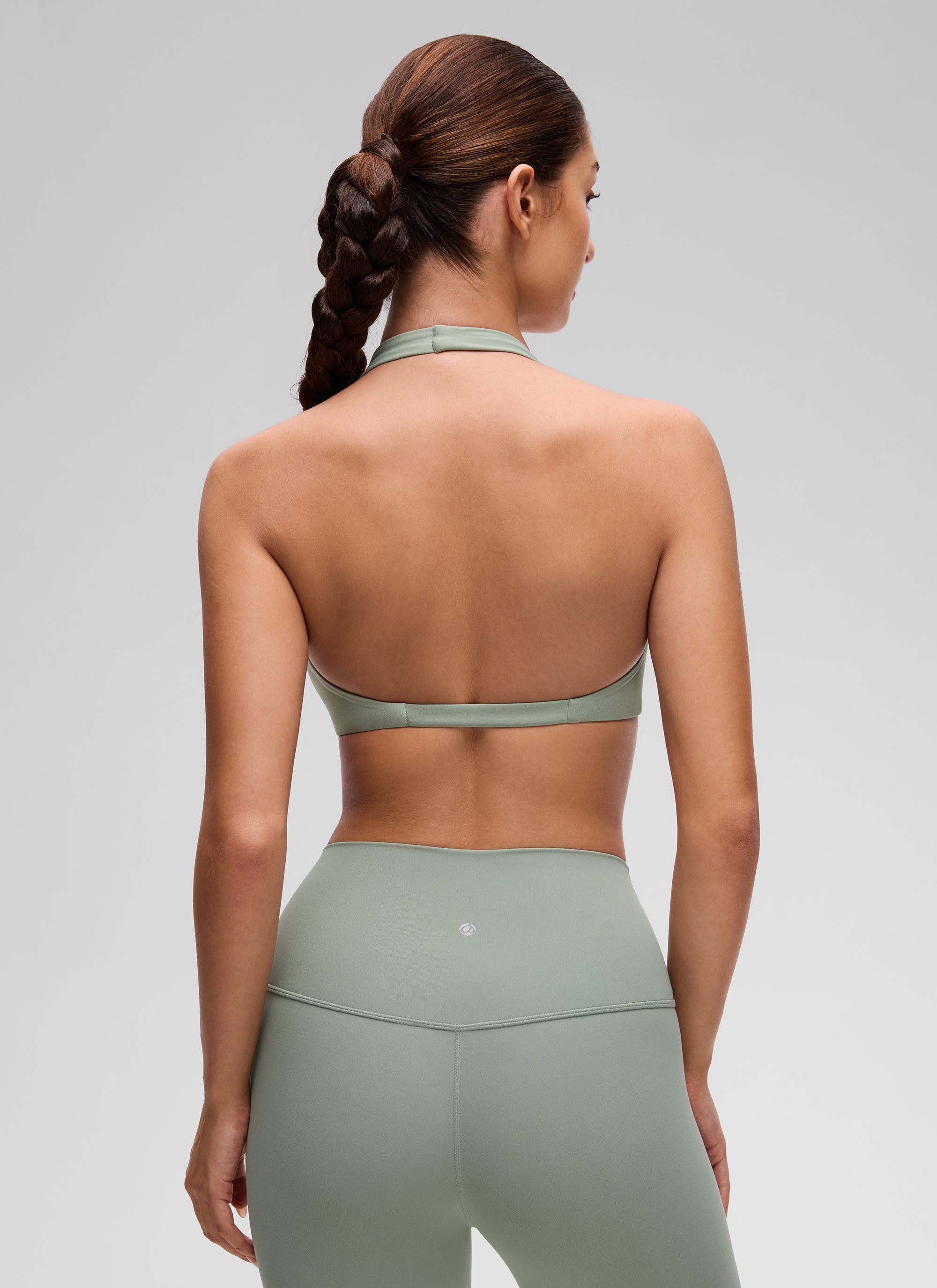 Halter Neck Sports Bra - Twist Front, Double Lined