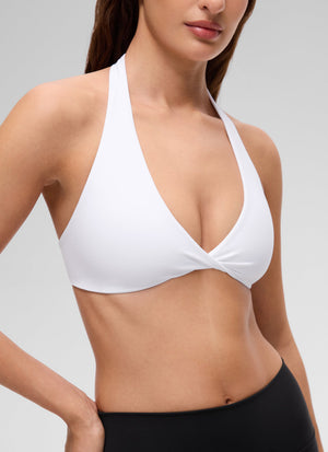 Halter Neck Sports Bra - Twist Front, Double Lined