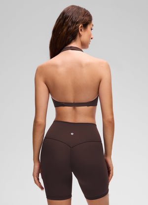 Halter Neck Sports Bra - Twist Front, Double Lined
