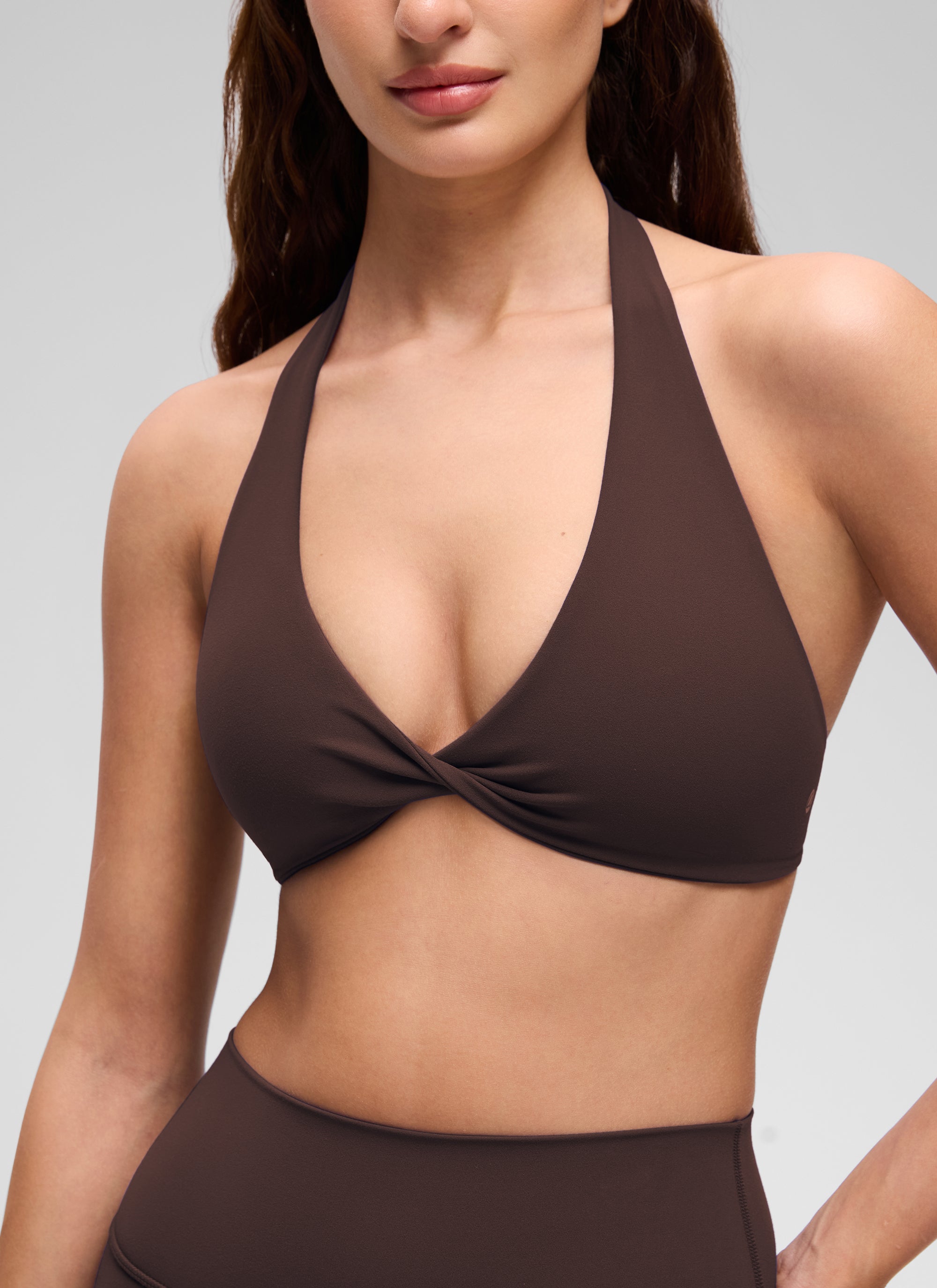 Halter Neck Sports Bra - Twist Front, Double Lined