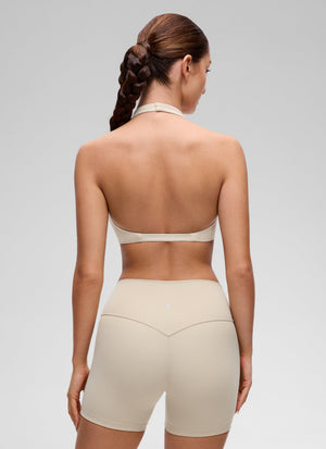 Halter Neck Sports Bra - Twist Front, Double Lined